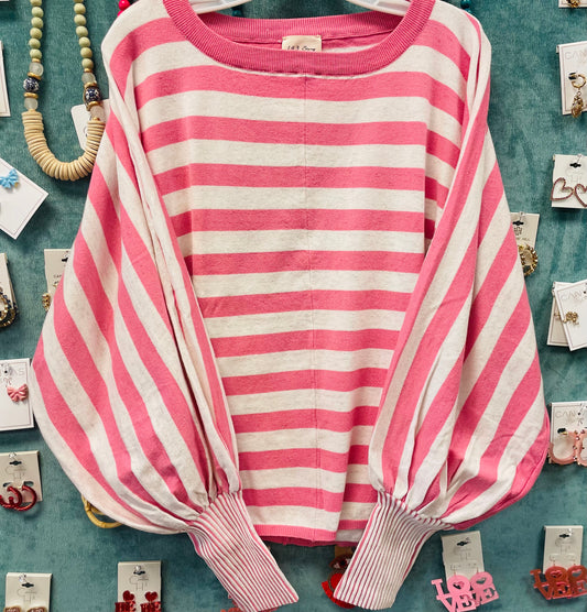 Stripe Sweater with Cuff Stripe Sleeve