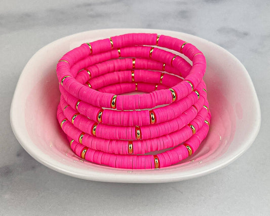 Heishi Small 6mm Color Pop Bracelet "Barbie Pink"